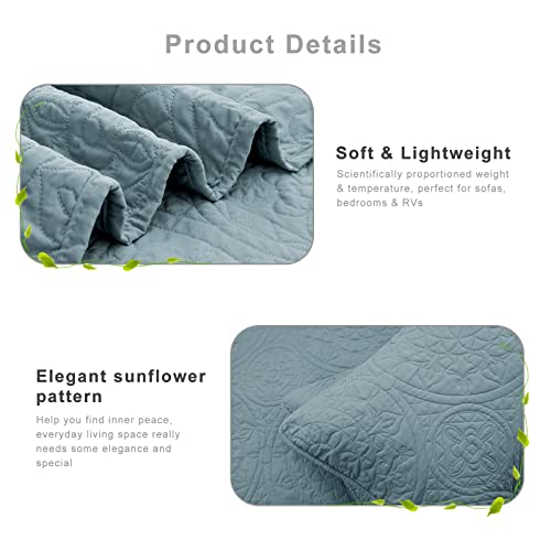 SEMECH Quilts Queen Size Bedspreads Cotton Coverlets Blue, Lightweight