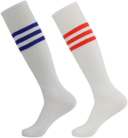 Long Tube Socks, Funcat Unisex Moisture Wicking Over Knee High Striped Handball Soccer Softball Socks 2 Pairs