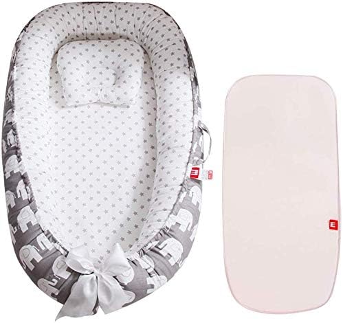 Flyinghedwig 3 in 1 Organic Toddler Lounger Baby Bed Bouncer for Co Sleeping | Breathable Portable Bed, Which Easy to Clean | Comes with The Baby Pillow and Baby Cool Pad