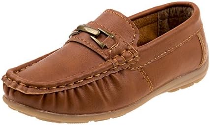 JosmoBoys’ Shoes – Casual Leatherette Moccasin Driving Loafers (Size: 5T-5 Big Kid)