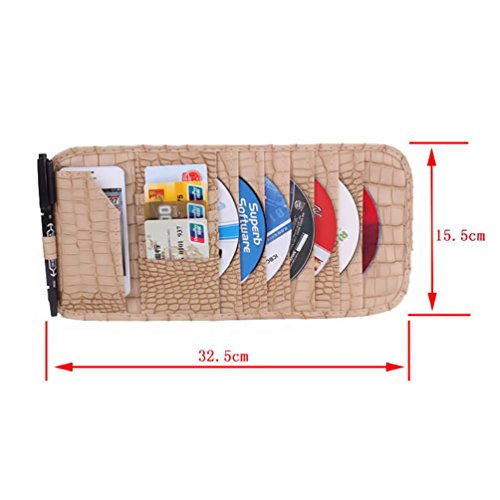 RuYa Leather Car Sun Visor Organizer CD/DVD Travel Holder Bag Cards Wallet Pocket Pen Phone Storage Holder for Auto Truck SUV Business Trip