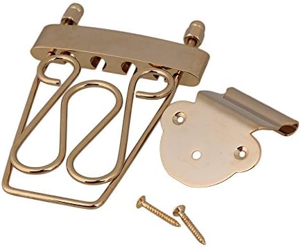 Yibuy 15 mm Space Gold 4 String Bass Trapeze Tailpiece for Guitar Wired Frame