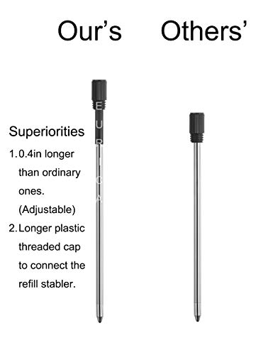 Pen Refills Replacement Ballpoint 3.2'' inch (can be cut into 2.75”) for Pens with Big Diamond Crystal on Top Diamond Crystal Stylus Pens Metal Refill in Storage Case Black Ink Medium Pack of 40