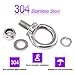 22Pcs 304 Stainless Steel M10 Male Thread Lifting Ring Eye Bolt Kit, Including 4Pcs M10 Eye Bolt with 6Pcs Lock Nuts, 6Pcs Lock Washers and 6Pcs Flat Washers