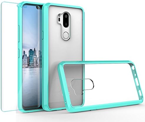 LG G7 ThinQ Case, LG G7 Case with HD Screen Protector,Crystal Transparent Clear Ultra Slim Shock-Absorption Anti-Scratch Anti-Yellow Hard PC Cover for LG G7 (Teal)