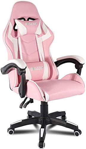 Bigzzia Gaming Chair Office Chair Desk Chair Swivel Heavy Duty Chair Ergonomic Design with Cushion and Reclining Back…