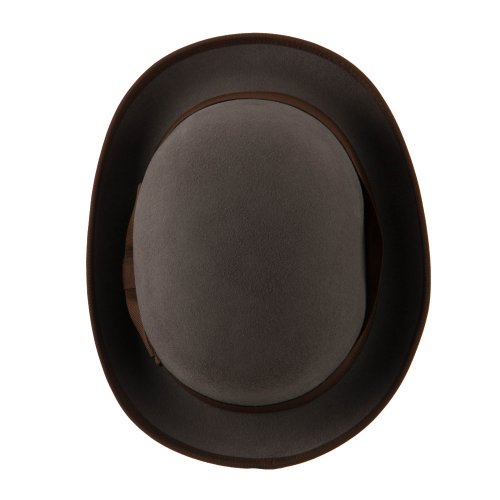 Jeanne Simmons Men's Felt Bowler Hat with Ribbon Trim - Grey Chocolate L - Thumbnail 4