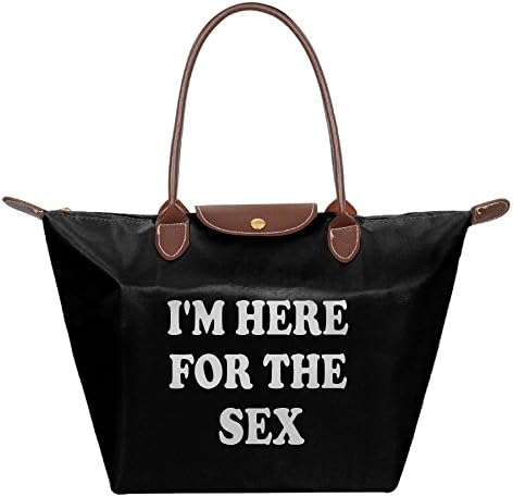 Jian BOJI New Fashion Ladies Large Tote Bags I'm Here For The Sex,Multifunction Waterproof Shoulder Handbags With ZippeBlack