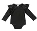 Infant Baby Girls Long Sleeve Bodysuit Romper Ruffle Fly Sleeve Triangle Cotton Jumpsuit (70(3-6M), Solid black)