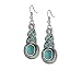 LiangXuanChen Retro Ethnic Tibetan Silver Oval Rimous Turquoise Crystal Drop Dangle Earrings