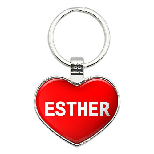 Metal Keychain Key Chain Ring I Love Heart Names Female E Espa - Esther