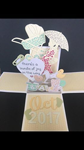 Custom Baby shower pop up box card - customizable baby shower invitation with pregnant woman - neutral colors - expecting a baby pop up card
