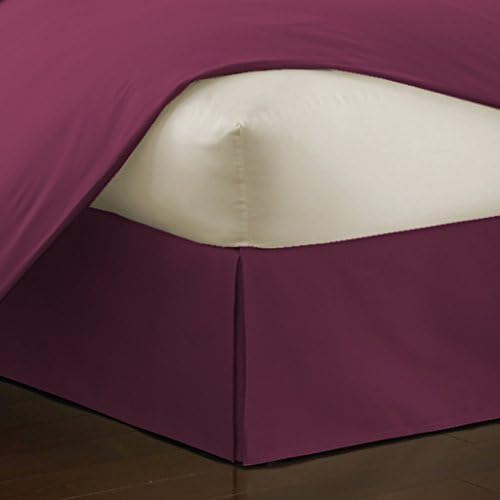Luxurious Hotel Collection Design 550 TC Egyptian cotton Bedding 1X Bed Skirt wtih 12" Drop Length in Solid Wine Full Size 100% Cotton