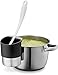 Belwares Spoon Rests for Kitchen - Stainless Steel Spoon Dock for Utensils - Cup Hangs on Saucepans, Pots for Preparing, Serving Food Without a Mess - Use as a Measuring Cup, Mix, Pouring (Black)