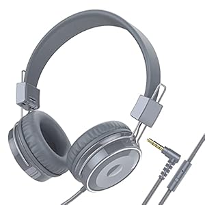 Baseman-Wired-Foldable-Headphones-with-Mic-Stereo-Heavy-Bass-On-Ear-Headset-for-iPhone-Cell-Phones-Laptop-Tablet-Mp4-Mp3-Macbook-PC-Grey BASEMAN Wired Headphones with Microphone - Foldable Wired On-Ear Headphones for Laptops Computer Cellphone Tablet…