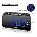 DreamSky Digital Alarm Clock Radio with USB Charging Port, FM Radios with Headphone Jack, Large 1.8 Inch LED Display with Dimmer, Snooze, Sleep Timer, Plug in Alarm Clock Blue Display for Bedroom