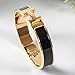 Best H Buckle Bangle Bracelets for Womens Stainless Steel Enamel Bracelet 12MM (Gold+Black)