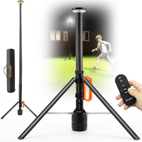 SYLSTAR Construction Spotlight LED with Tripod, Battery Spotlight with Remote Control and Telescopic Stand (2.65 M), 3000 LM Ultra Bright, 3CCT Dimmable, 6000 mAh Battery Construction Site Lamp, Father's Day Gift Tool