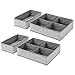 mDesign Soft Fabric Dresser Drawer and Closet Storage Organizer Set for Child/Kids Room, Nursery, Playroom - 4 Pieces, 10 Compartments - Herringbone Print with Solid Trim, Set of 2 - Gray