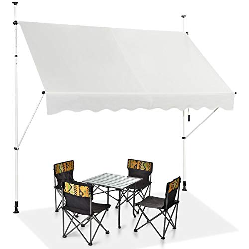 RELAX4LIFE Klemmmarkise 250 cm breit, Markise Balkon ohne Bohren, Höhenverstellbare Balkonmarkise mit Handkurbel, Sonnenschutz für Terrasse Balkon Ver