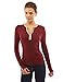 PattyBoutik Women Notch Neck Buttons Trim Blouse Top (Burgundy Medium)