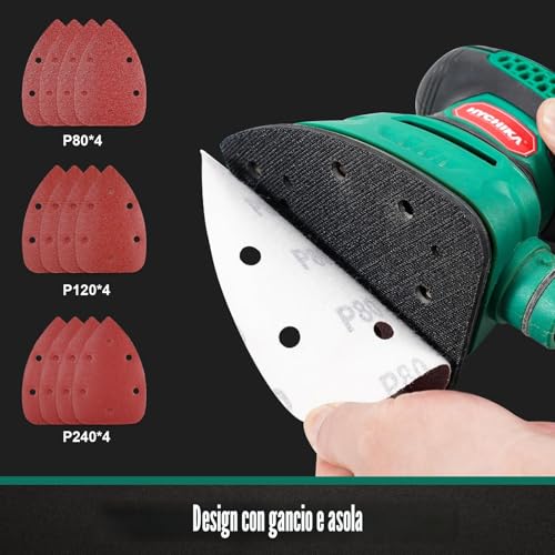 HYCHIKA 140W Wood Sander 13000 OPM Efficient Dust Collecting Sander with 12PCS Sandpaper Ideal for Wood Sanding and Removing Rust and Paint