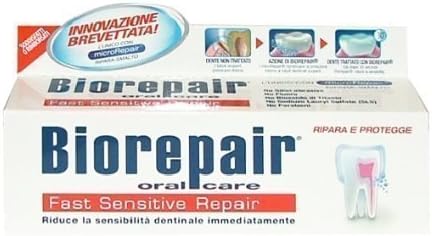 biorepair fast sensitive toothpaste 75ml repairs damaged tooth enamel and prevents plaque and tartar from forming ? helping to prevent decay before it can start. by Biorepair