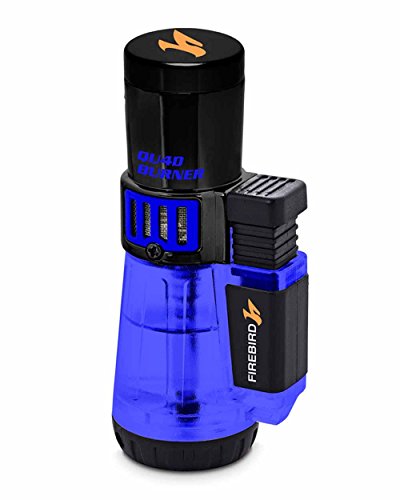 Firebird by Colibri QU4D Quad Torch Cigar and Cigarette Lighter Warranty Blue