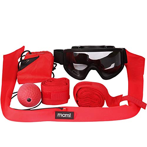 ToySharing Boxing Reflex Ball with Adjustable Headband Boxing Hand Wraps Protective Glasses Boxing Punching Ball Training and Fitness Equipment