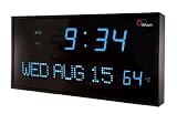 DBTech JID0316BLU Big Oversized Digital Red LED Calendar Clock with Day Date and Temperature (Blue)