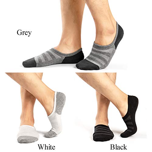 M&Z Mens Low Cut No Show Casual Mesh Cotton Non-Slip Socks 6PackSize S : US Shoe Size 5-8