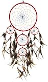 DreamCatcher ~ Red DreamCatcher with Feathers ~ Approx 9 Diameter 2.4 Feet Long
