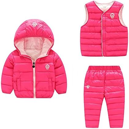 Wxian Unisex Children Warm Down Coat Puffer Jacket Three-Piece