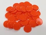 Plastic Counters: Orange Color Gaming Tokens (Hard Colored Plastic Coins, Markers and Discs for Bingo Chips, Tiddly Winks, Checkers, and Other Board Game Playing Pieces)