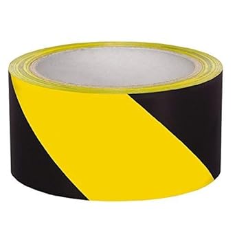 Floor Marking Tape/Yellow/Black Zebra Strip, (48 mm X 30 Meters, Pack of 2)