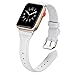 Secbolt Leather Bands Compatible with Apple Watch Band 38mm 40mm 41mm Iwatch SE Series 9 8 7 6 5 4 3 2 1 Slim Replacement Wristband Strap Stainless Steel Buckle, White