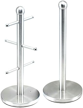 Sasma - High Quality Mug Tree and Kitchen Roll Holder (Stainless Steel)