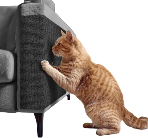 Tapete Arranhador Autoadesivo Premium para Gatos 60x100cm Carpete Resistente Cortável Protetor de Sofá Parede Cama Evita Arranhões Fácil de Aplicar (Cinza Escuro)