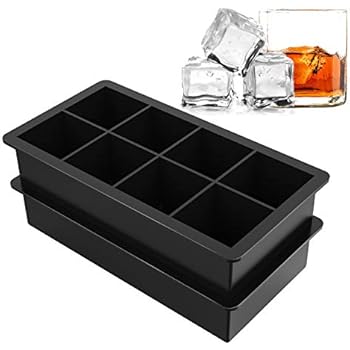 Ice Cube Trays Silicone Large Square Ice Cube Molds for Whiskey and Cocktails, Keep Drinks Chilled, Reusable and BPA Free (2pc/Pack)