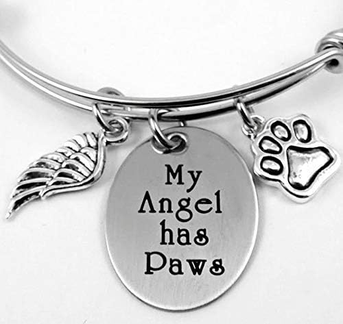 My Angel Has Paws Pet Remembrance Bangle Bracelet