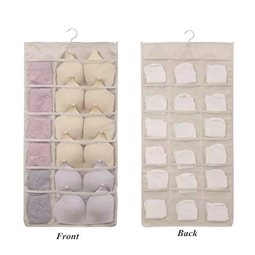 Sock Organizer, Closet Hanging Storage, Dual Sided Bra Stocking Clothes Underwear Hanger for Bedroom, Living Room, Bathroom, Study, Kitchen, Office