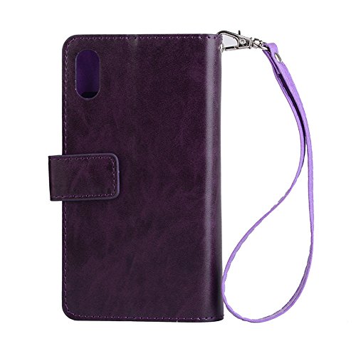 elecfan iPhone 8 Plus,iPhone 7 Plus Wallet Handbag Case for Girls Women Men, Retro Vintage Case with Credit Card Holders,Premium PU Leather Case with Hand Strap,Smart Magnetic Cover Case - Purple