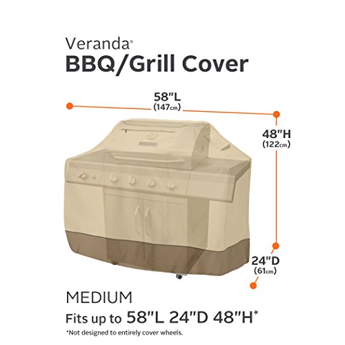 Classic Accessories 73912 Veranda Grill Cover - Durable BBQ Cover with Heavy-Duty Weather Resistant Fabric, Medium, 58-Inch Patio, Lawn & Garden, Grills & Outdoor Cooking, Outdoor Cooking Tools & Accessories, Grill Covers