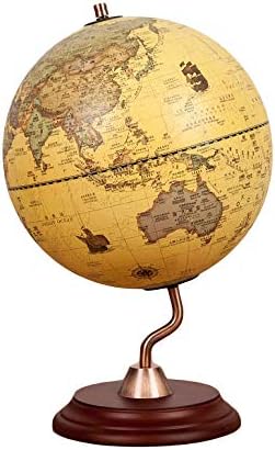 直径25cmのグローブ世界地図装飾地球と木製ベース地理学地上研究書棚