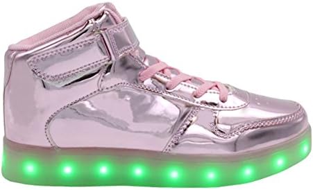 Galaxy LED Shoes Light Up USB Charging High Top Lace &amp; Strap Women’s Sneakers (Pink) 7