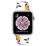 YOUKEX Sport Flower Band Compatible with Apple Watch 38mm 40mm 42mm 44mm,Soft Printed Strap Replacement Wristbands Compatible with iwatch Sport Series 4 Series 3 Series 2 Series 1(38/40mm S/M-3)