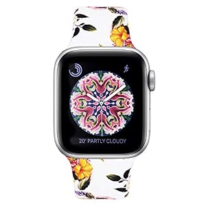 Image of YOUKEX Sport Flower Band Compatible with Apple Watch 38mm 40mm 42mm 44mm,Soft Printed Strap Replacement Wristbands Compatible with iwatch Sport Series 4 Series 3 Series 2 Series 1(38/40mm M/L-3)