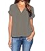 LILBETTER Women Deep V Neck Chiffon Casual Blouse Tops Shirt(Geay,Small)