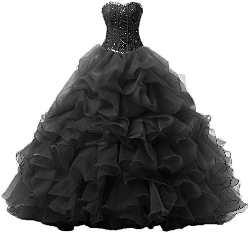 Onlybridal Women's Quinceanera Dresses Off Shoulder Organza Beaded Prom Ball Gowns Sweet 16 Dresses