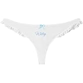 Ziyutam Wifey Thong,Wifey Embroidered Lace Bridal Panties with Blue Bow,Something Blue Gift for Wedding Night,Honeymoon Party